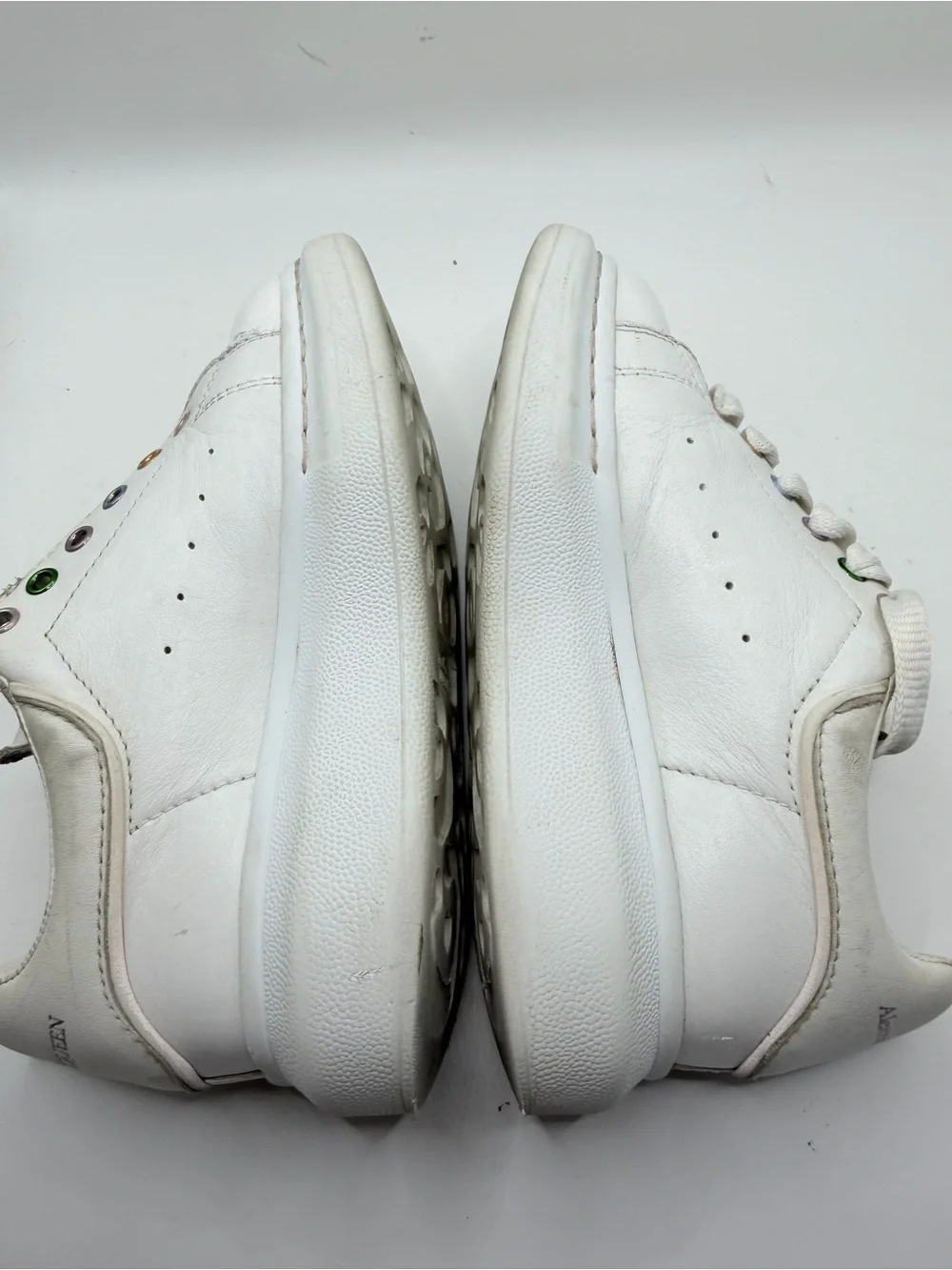 Alexander McQueen White Kids Platform Sneakers with Multicolor Eyelets
